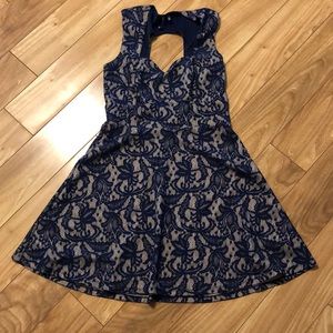 Blue and cream lace dress